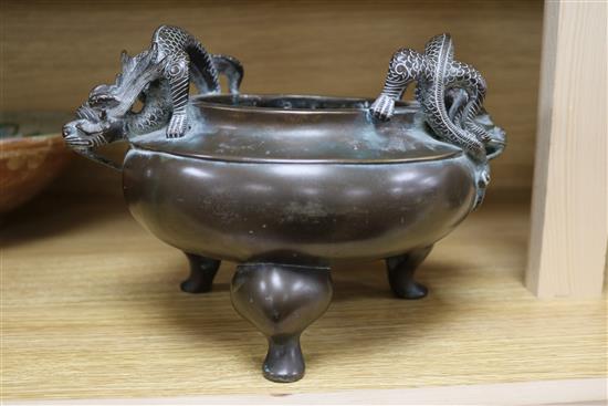 A Chinese bronze tripod censer